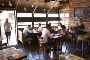 Diningroom with happy customers